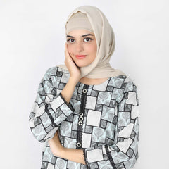 Women's Printed Khaddar Stitched 2pcs Suit - Grey