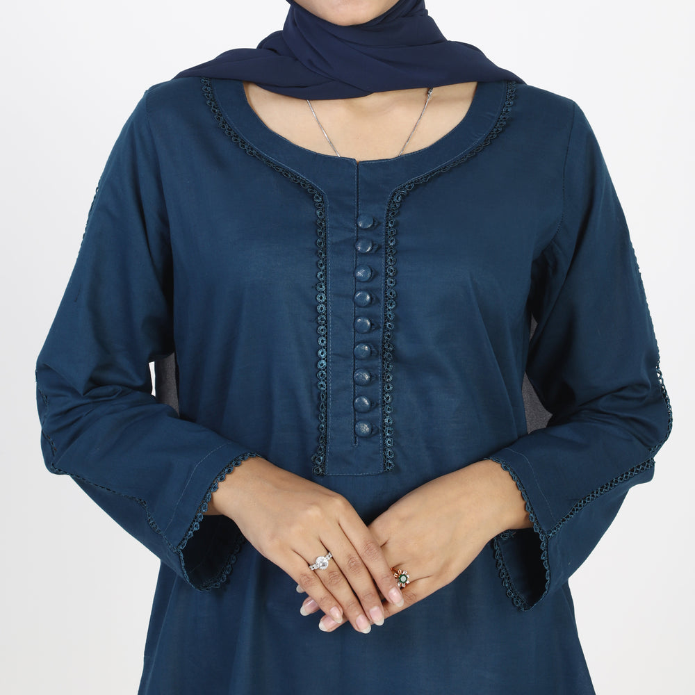 Women's Dyed Kurti - Steel Blue, Women Ready Kurtis, Chase Value, Chase Value