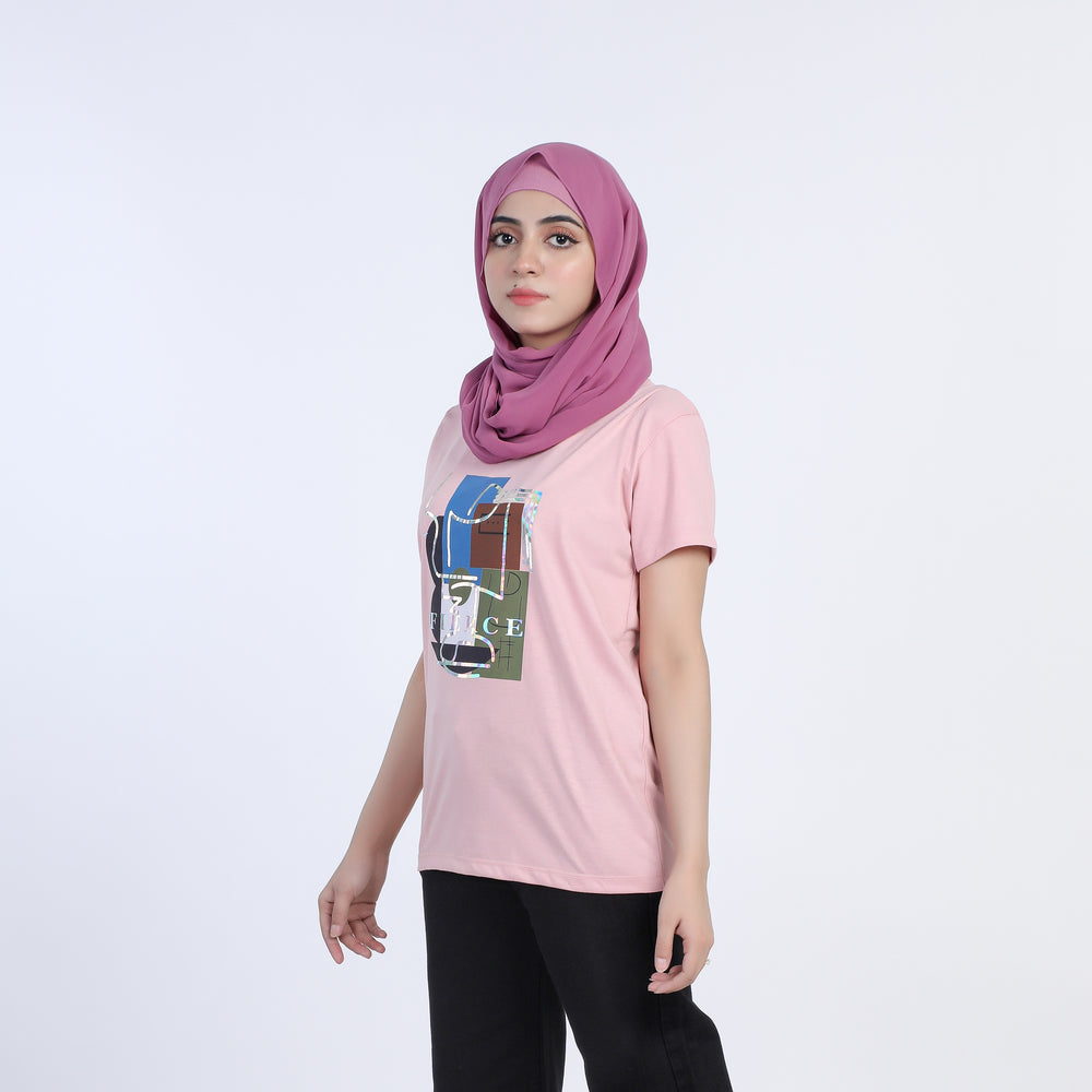 Women's Half Sleeves T-shirt - Tea Pink, Women T-Shirts & Tops, Chase Value, Chase Value
