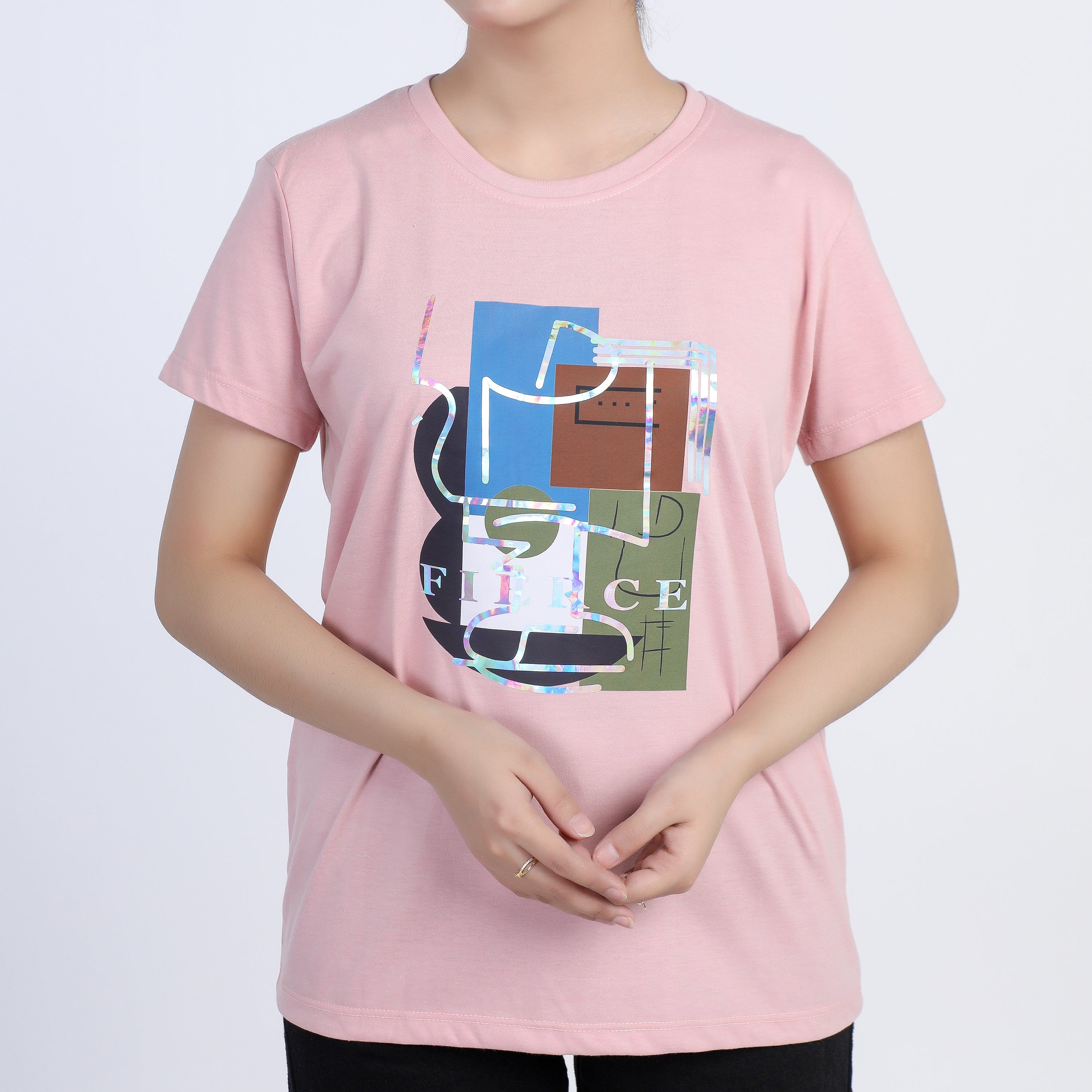 Women's Half Sleeves T-shirt - Tea Pink, Women T-Shirts & Tops, Chase Value, Chase Value