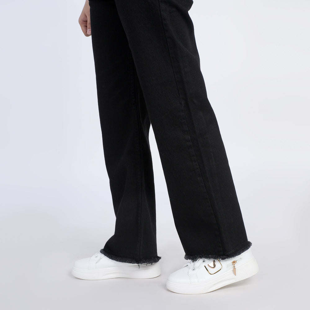Women's Wide Leg Denim - Black, Women Pants & Tights, Chase Value, Chase Value