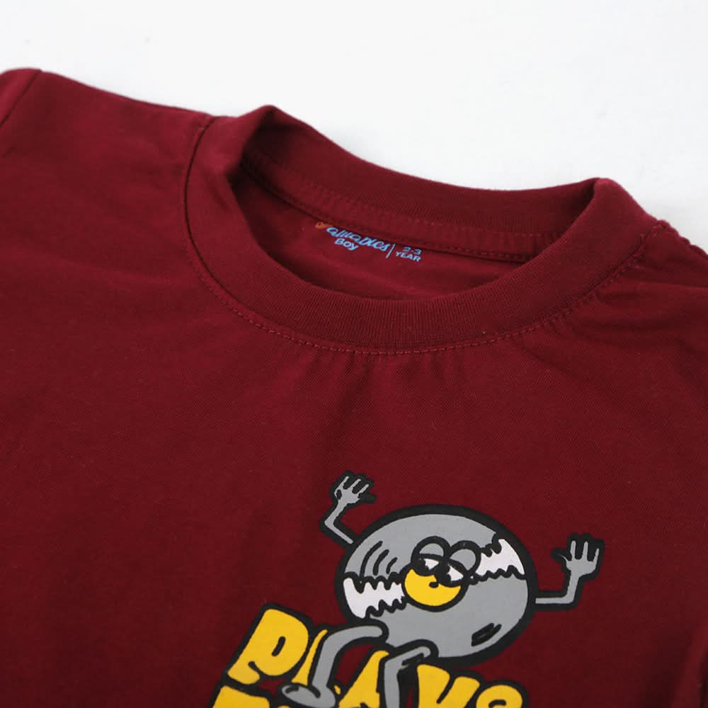 Boys Half Sleeves T-Shirt - Maroon, Boys T-Shirts, Chase Value, Chase Value
