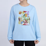 Women's Full Sleeves Printed Top - Sky Blue, Women T-Shirts & Tops, Chase Value, Chase Value