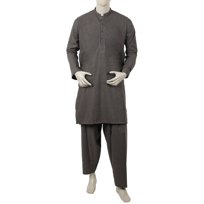 Eminent Men's Kurta Shalwar Suit - Dark Brown