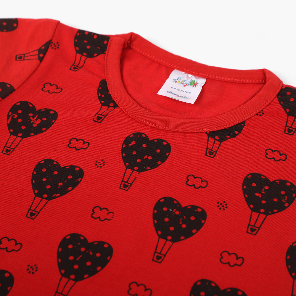 Newborn Girls T-Shirt - Red, Newborn Girls T-Shirts, Chase Value, Chase Value