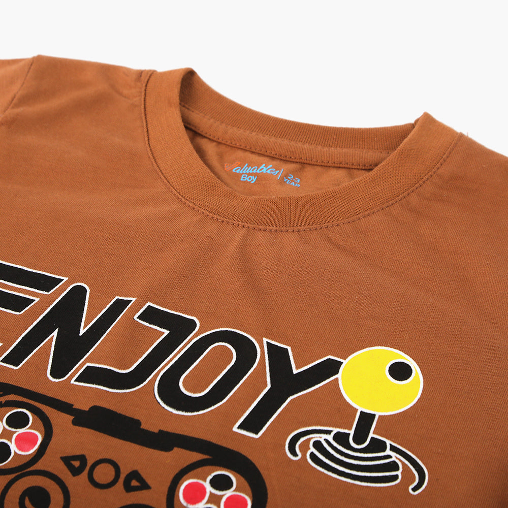 Boys Half Sleeves T-Shirt - Brown, Boys T-Shirts, Chase Value, Chase Value