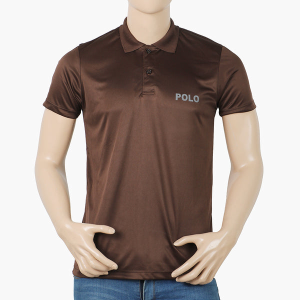 Men's Half Sleeves Plain Polo T-Shirt - Brown