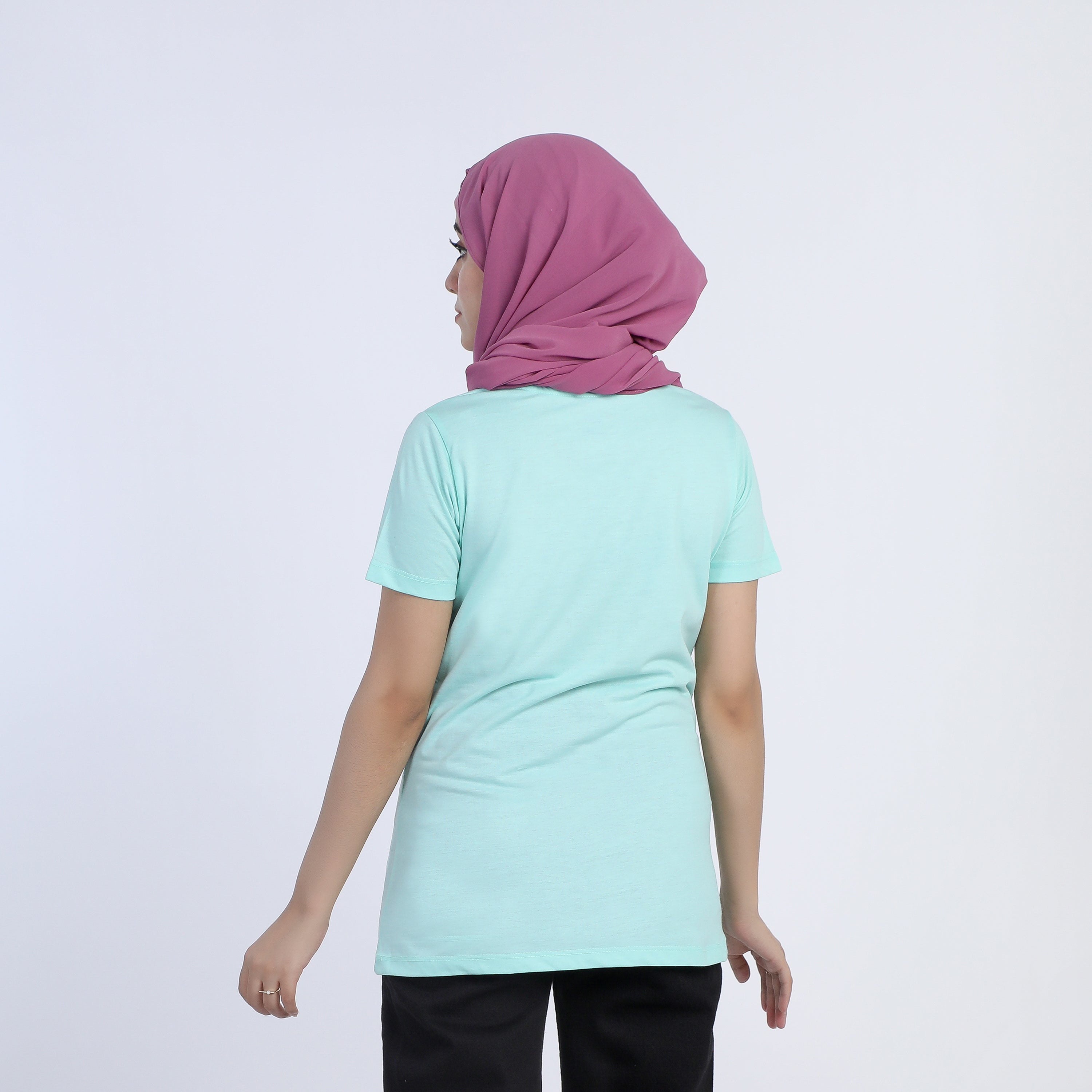 Women's Half Sleeves Printed T-Shirt - Cyan, Women T-Shirts & Tops, Chase Value, Chase Value