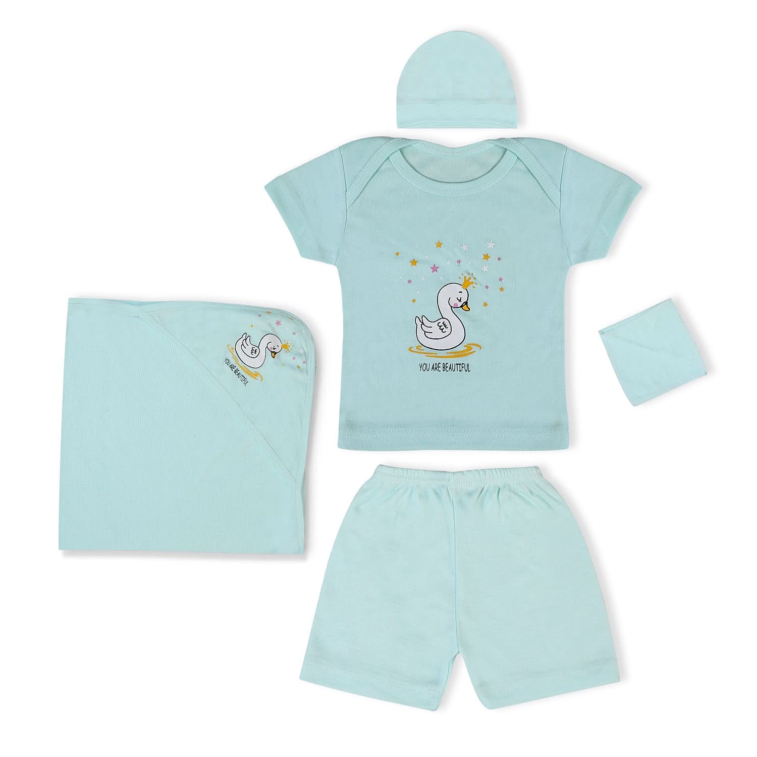 Valuable Newborn 5 Pcs Set For Little One Bunny, Wrapping Sheets, Chase Value, Chase Value