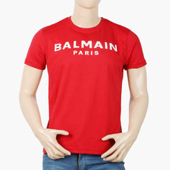 Men's Half Sleeves Round Neck Printed T-Shirt - Red, Men's T-Shirts & Polos, Chase Value, Chase Value