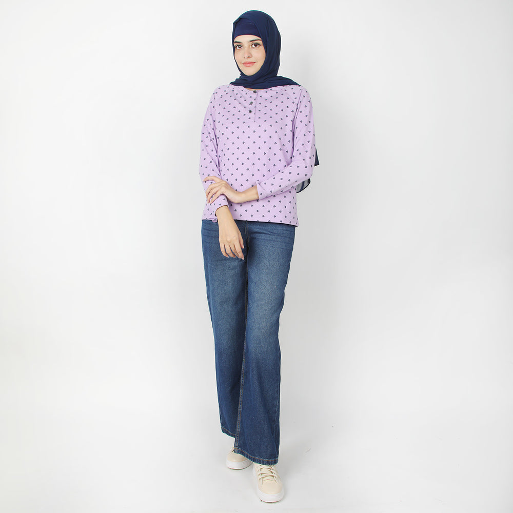 Women's Full Sleeves T-Shirt - Light Purple, Women T-Shirts & Tops, Chase Value, Chase Value