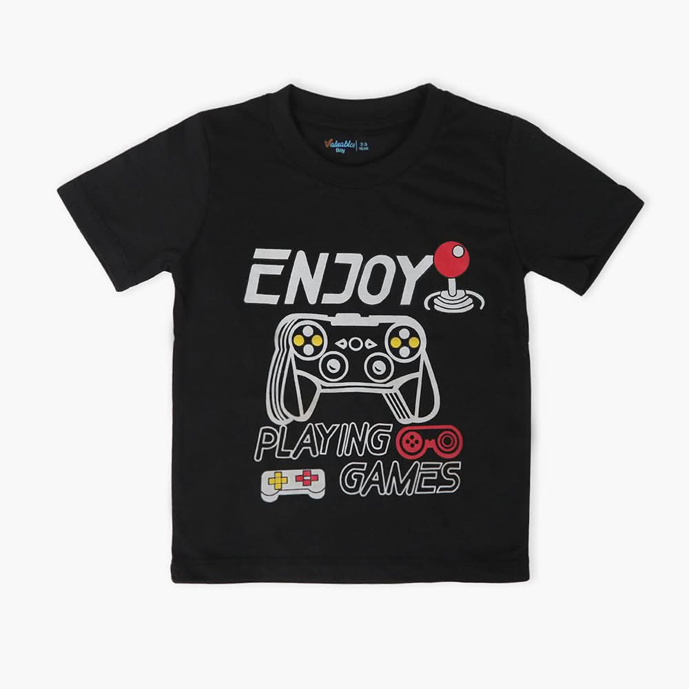 Boys Half Sleeves T-Shirt - Black, Boys T-Shirts, Chase Value, Chase Value