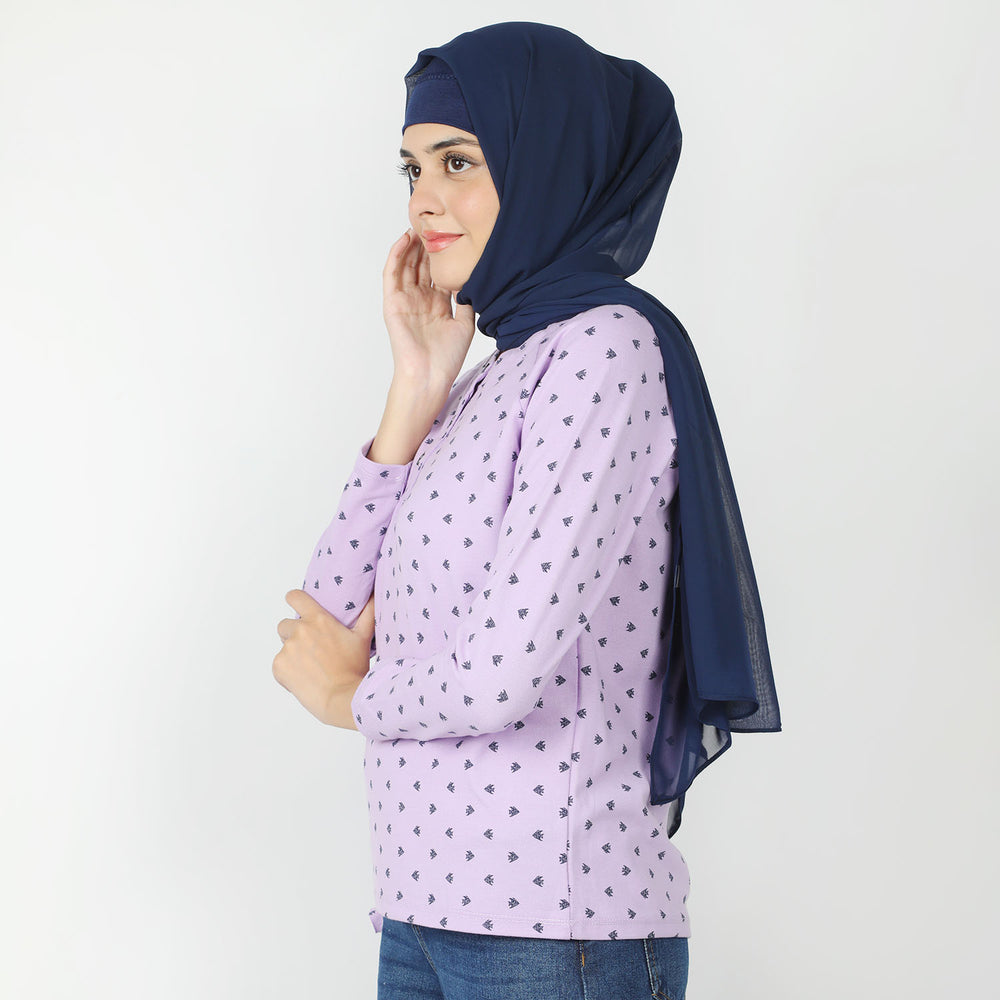 Women's Full Sleeves T-Shirt - Light Purple, Women T-Shirts & Tops, Chase Value, Chase Value