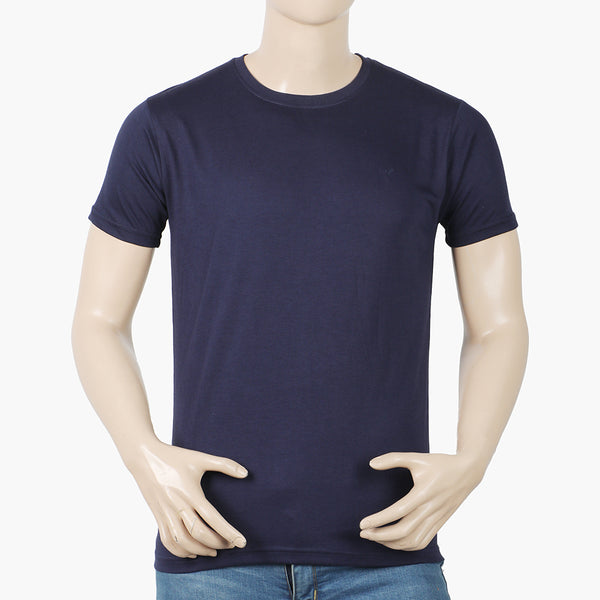 Valuable Men's Half Sleeves Round Neck T-Shirt - Navy Blue