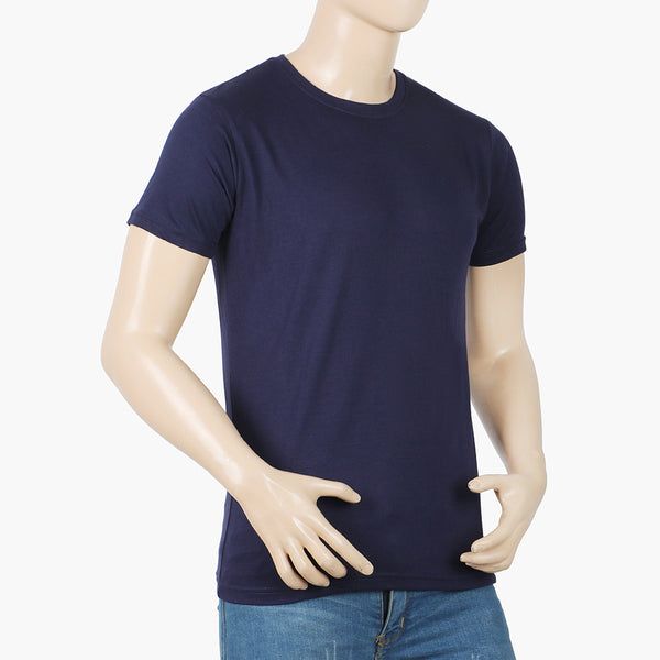 Valuable Men's Half Sleeves Round Neck T-Shirt - Navy Blue