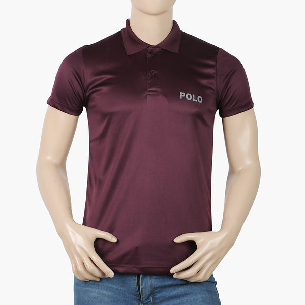 Men's Half Sleeves Plain Polo T-Shirt - Maroon