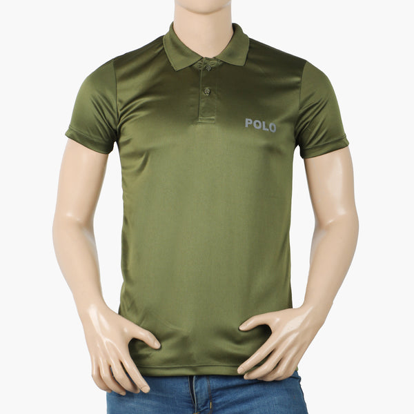 Men's Half Sleeves Plain Polo T-Shirt - Olive Green, Men's T-Shirts & Polos, Chase Value, Chase Value