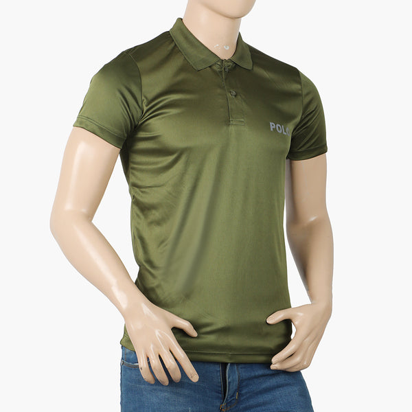 Men's Half Sleeves Plain Polo T-Shirt - Olive Green