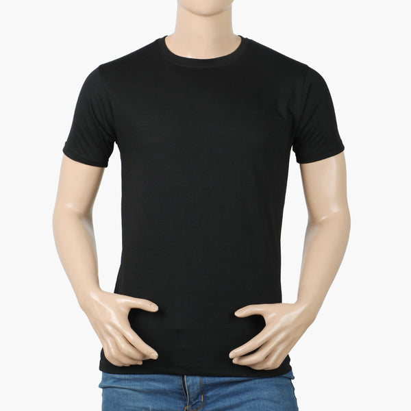Valuable Men's Half Sleeves Round Neck T-Shirt - Black