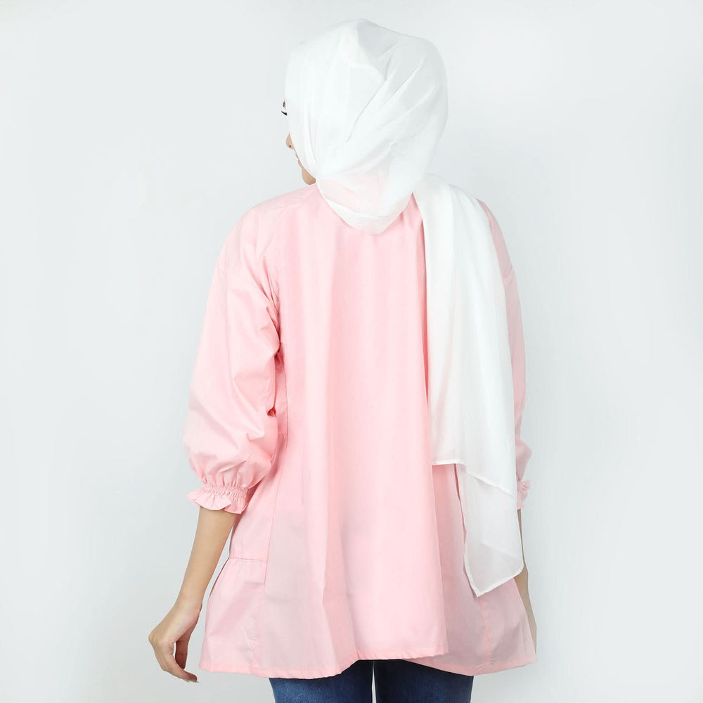 Women's Check Frill Top - Light Pink, Women T-Shirts & Tops, Chase Value, Chase Value