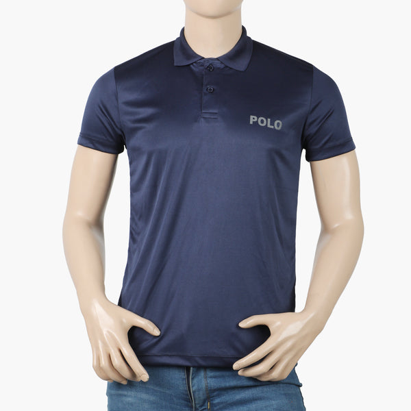 Men's Half Sleeves Plain Polo T-Shirt - Navy Blue