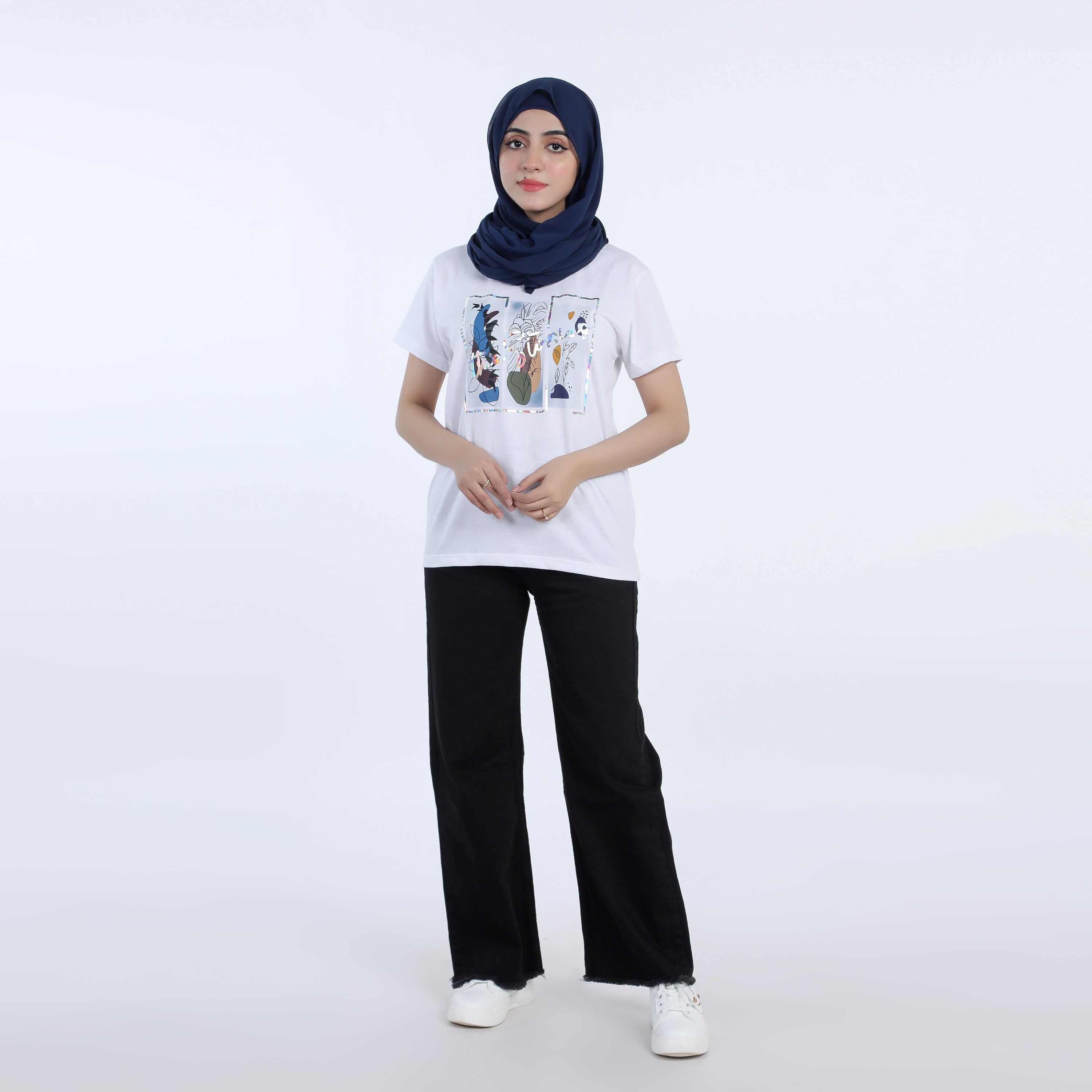 Women's Half Sleeves T-shirt - White, Women T-Shirts & Tops, Chase Value, Chase Value