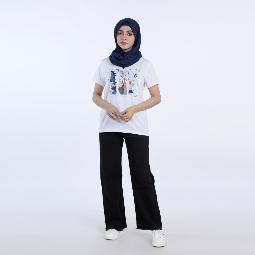 Women's Half Sleeves T-shirt - White, Women T-Shirts & Tops, Chase Value, Chase Value