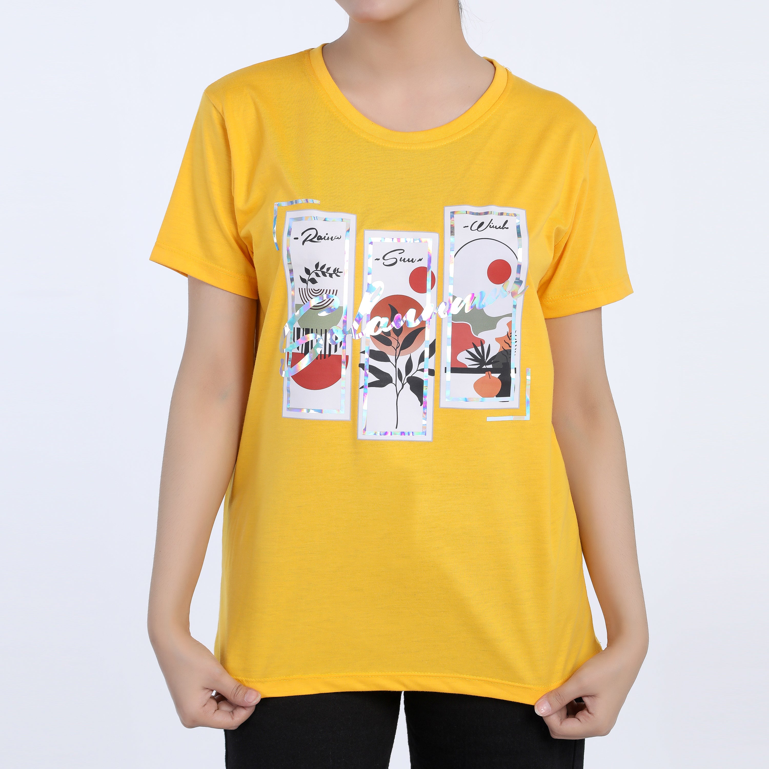 Women's Half Sleeves T-shirt - Mustard, Women T-Shirts & Tops, Chase Value, Chase Value