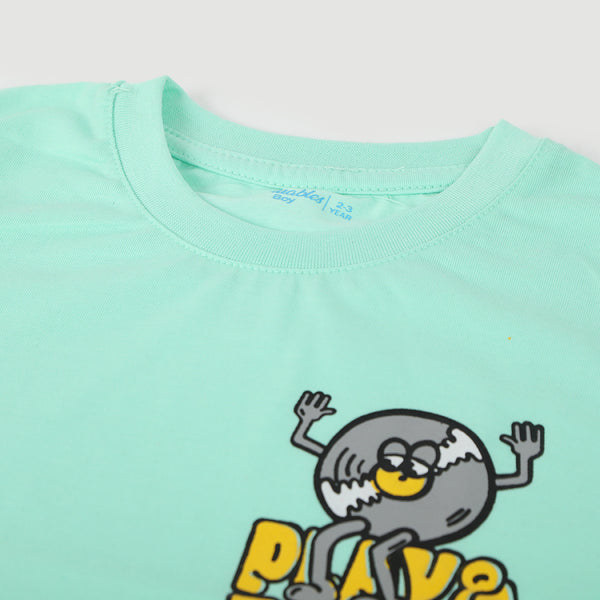 Boys Half Sleeves T-Shirt - Cyan, Boys T-Shirts, Chase Value, Chase Value