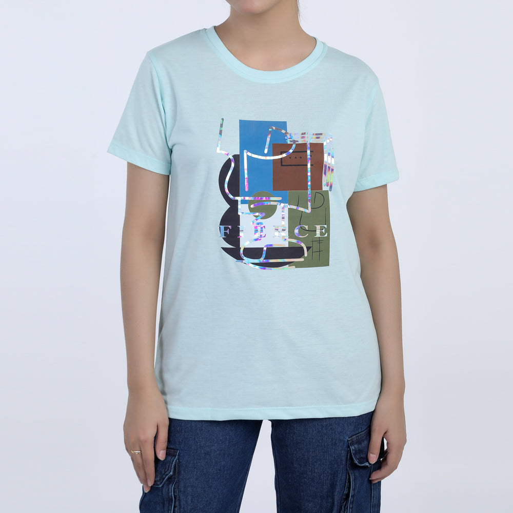 Valuable Women's Half Sleeves T-shirt - Light Blue, Women T-Shirts & Tops, Chase Value, Chase Value