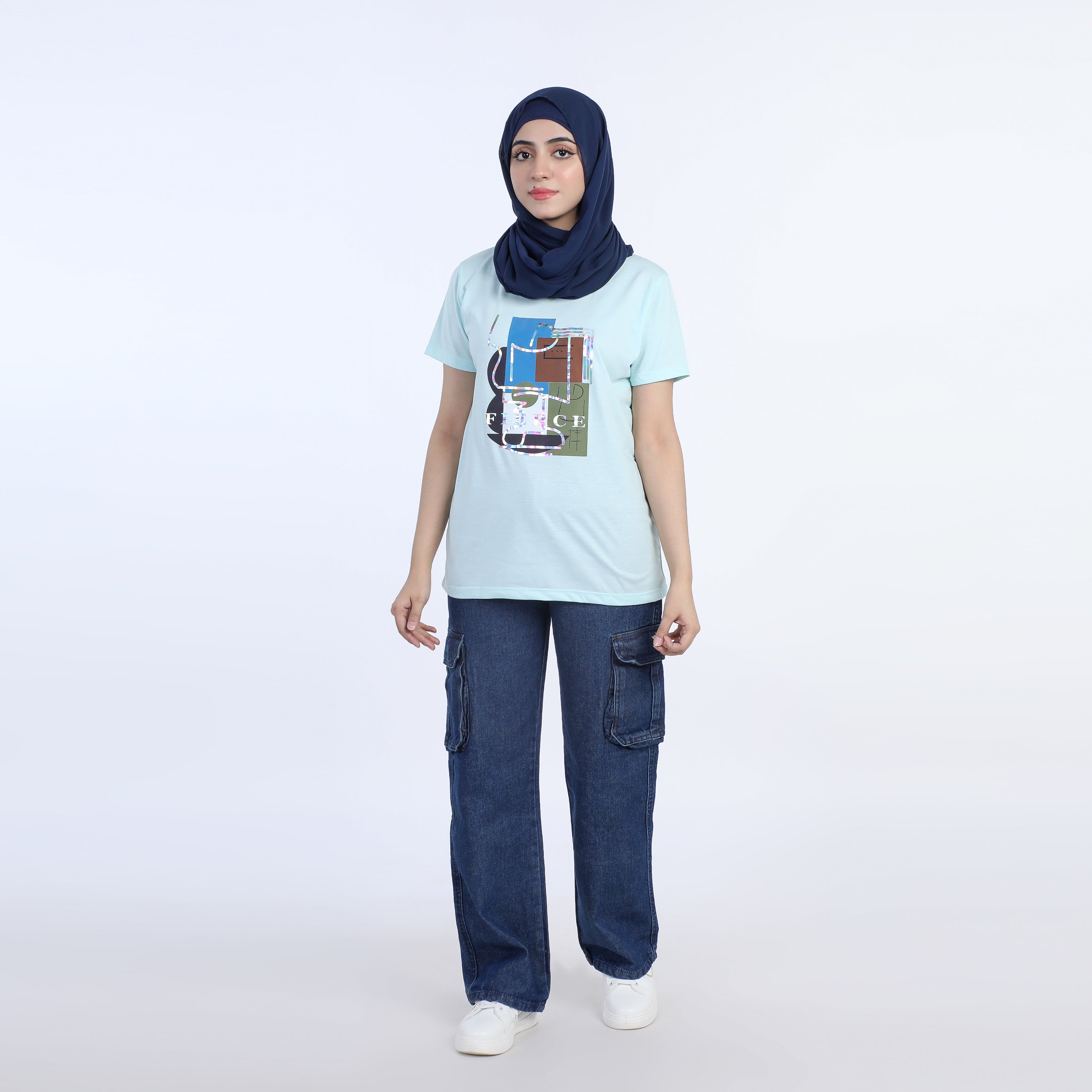 Valuable Women's Half Sleeves T-shirt - Light Blue, Women T-Shirts & Tops, Chase Value, Chase Value