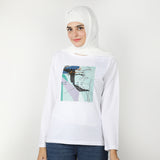 Women's Full Sleeves Printed T-Shirt - White, Women T-Shirts & Tops, Chase Value, Chase Value
