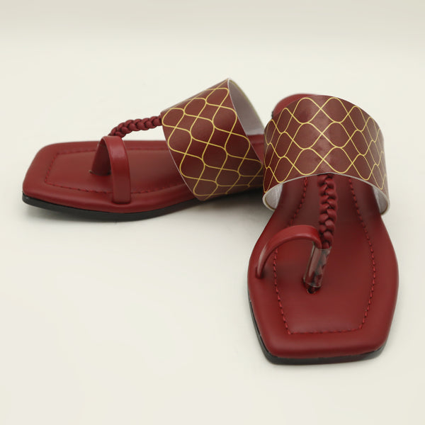 Girls Kolhapuri Slipper - Maroon