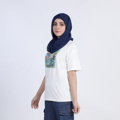 Eminent Women's Half Sleeves Printed T-Shirt - Off White