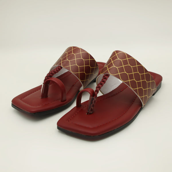 Girls Kolhapuri Slipper - Maroon