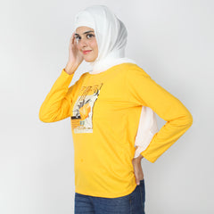 Women's Full Sleeves Printed T-Shirt - Yellow