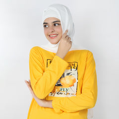 Women's Full Sleeves Printed T-Shirt - Yellow