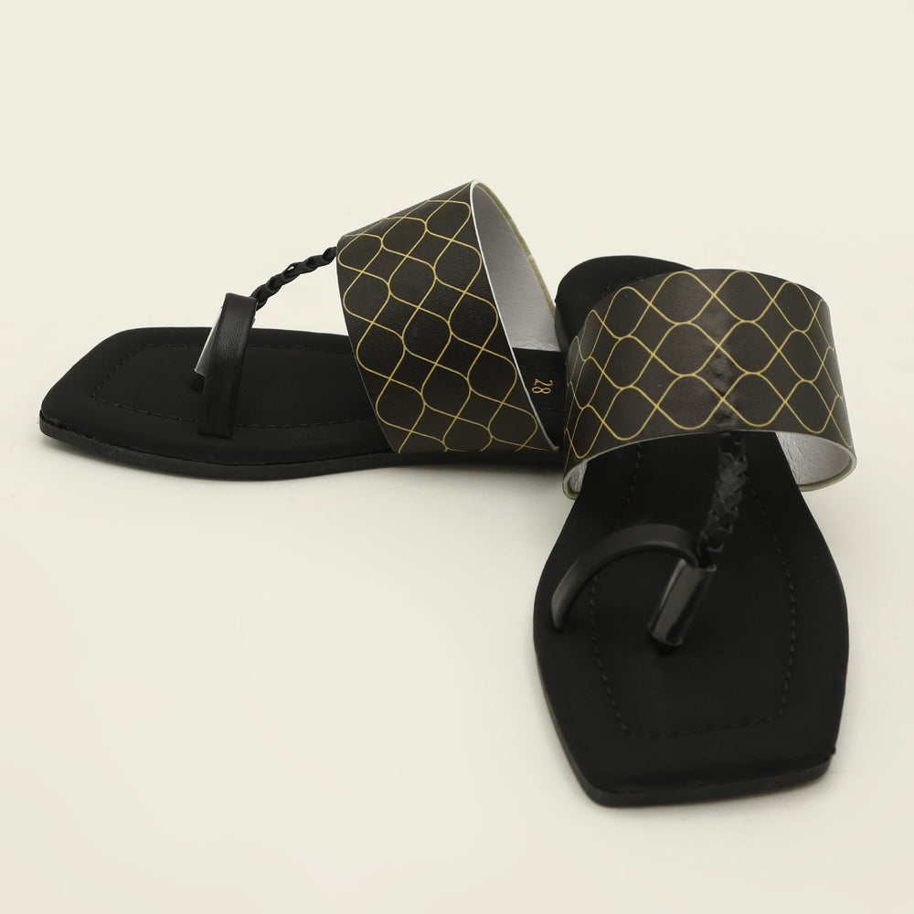 Girls Kolhapuri Slipper - Black, Girls Slippers, Chase Value, Chase Value