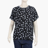 Women's Printed Half Sleeves Top - Black, Women T-Shirts & Tops, Chase Value, Chase Value