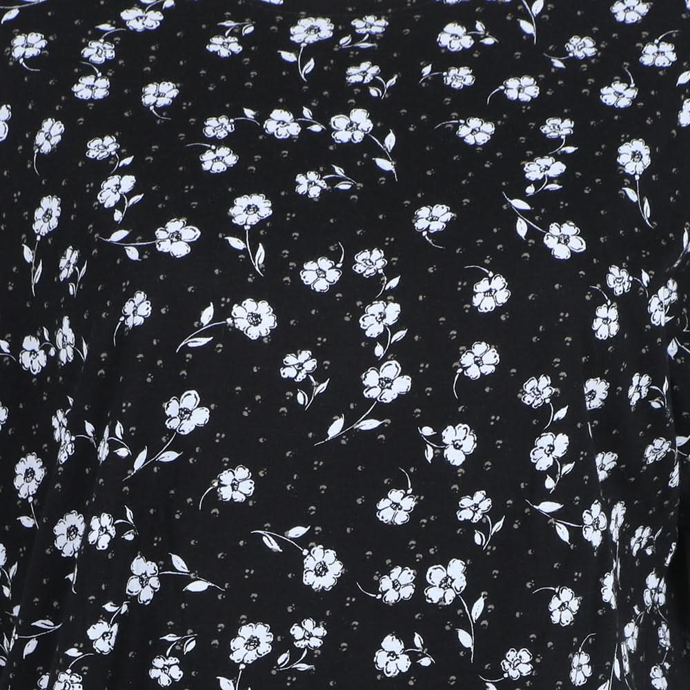 Women's Printed Half Sleeves Top - Black, Women T-Shirts & Tops, Chase Value, Chase Value