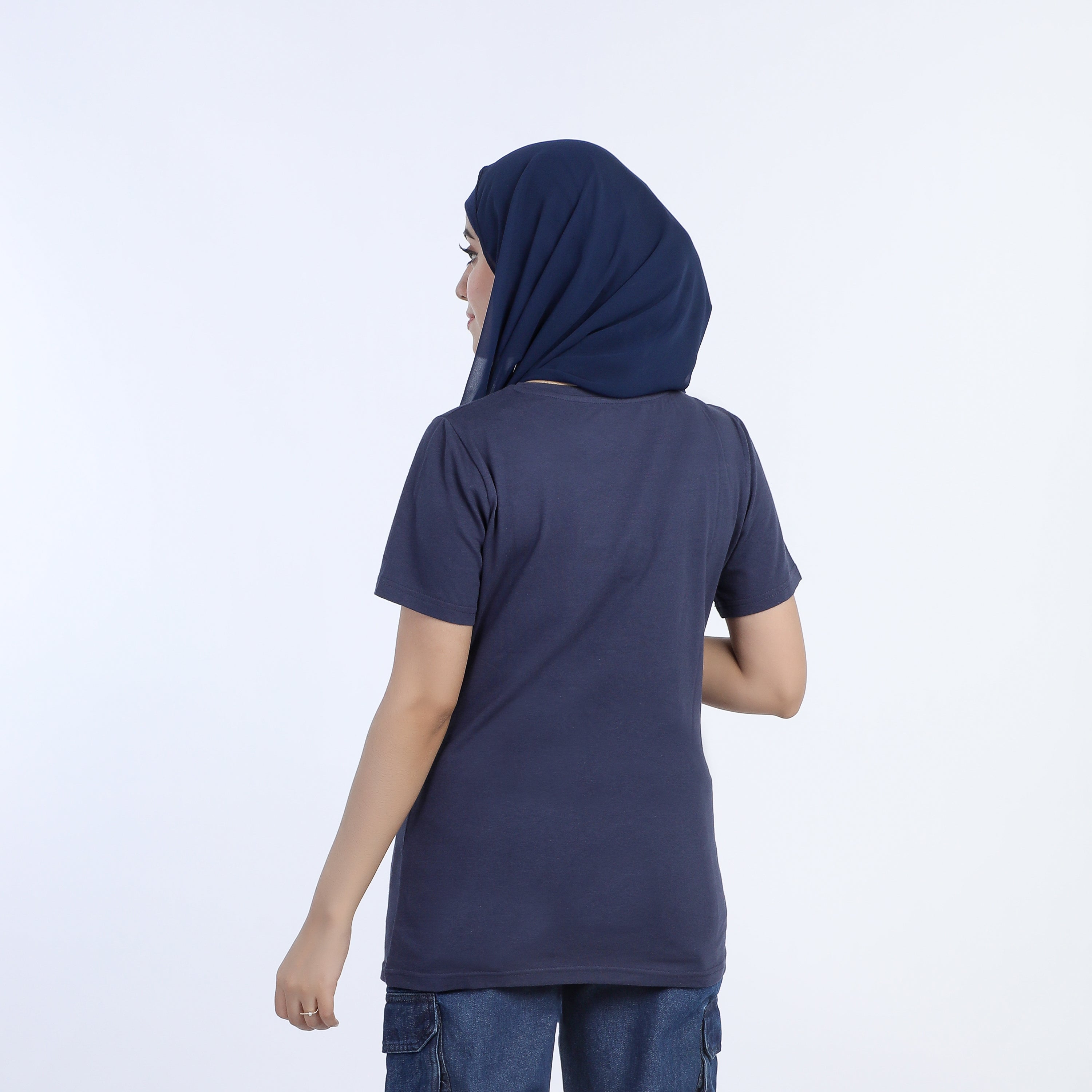 Women's Half Sleeves Printed T-Shirt - Navy Blue, Women T-Shirts & Tops, Chase Value, Chase Value