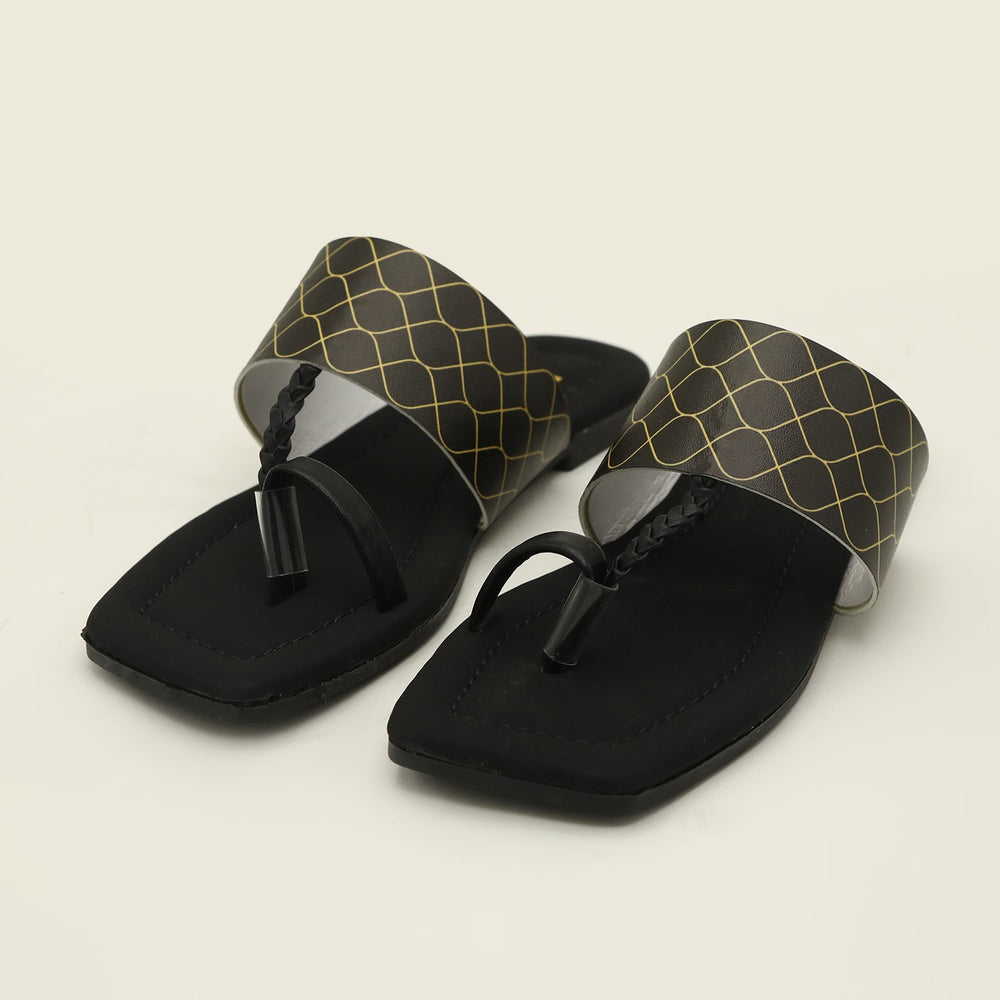 Girls Kolhapuri Slipper - Black, Girls Slippers, Chase Value, Chase Value