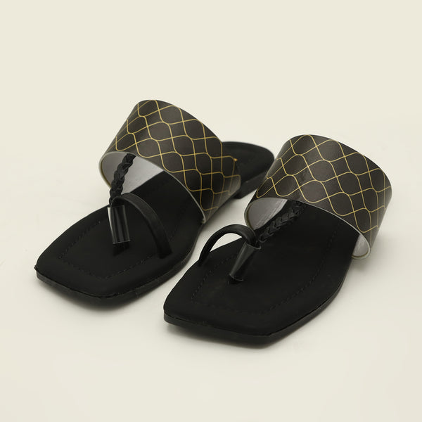 Girls Kolhapuri Slipper - Black