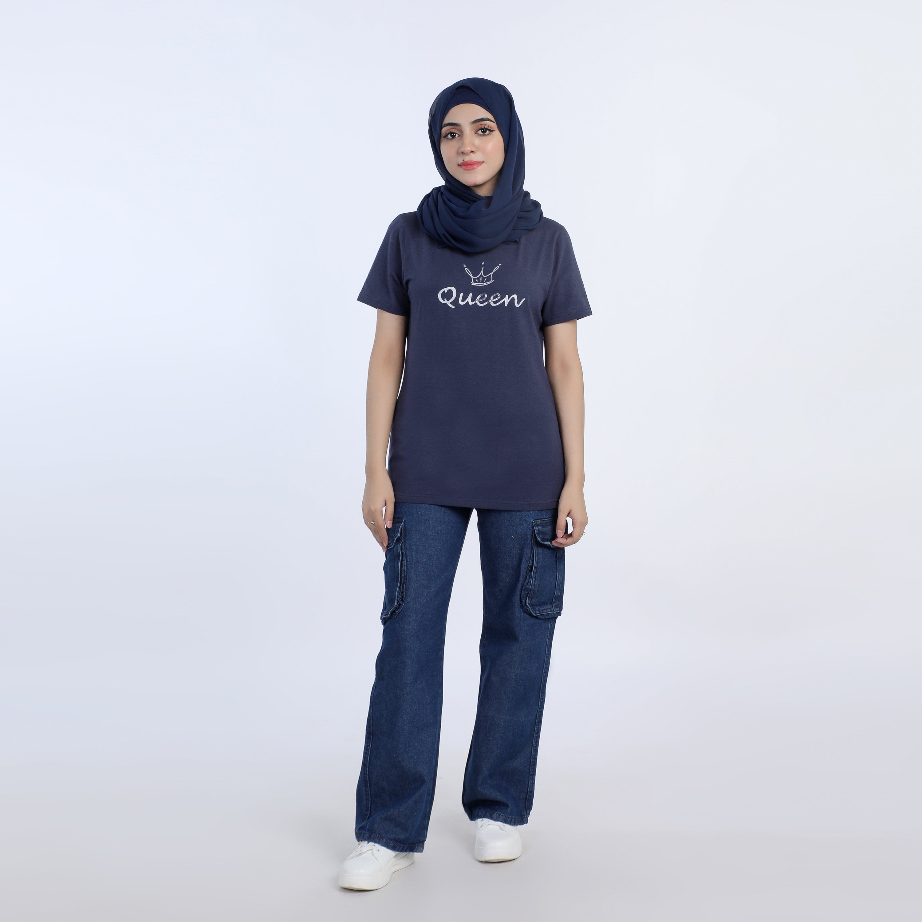 Women's Half Sleeves Printed T-Shirt - Navy Blue, Women T-Shirts & Tops, Chase Value, Chase Value