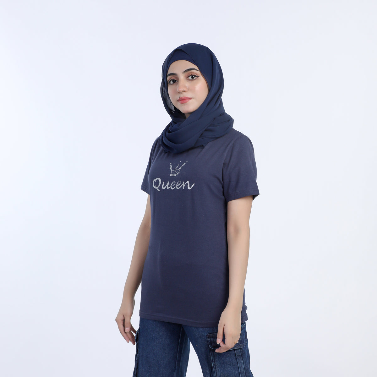 Women's Half Sleeves Printed T-Shirt - Navy Blue, Women T-Shirts & Tops, Chase Value, Chase Value