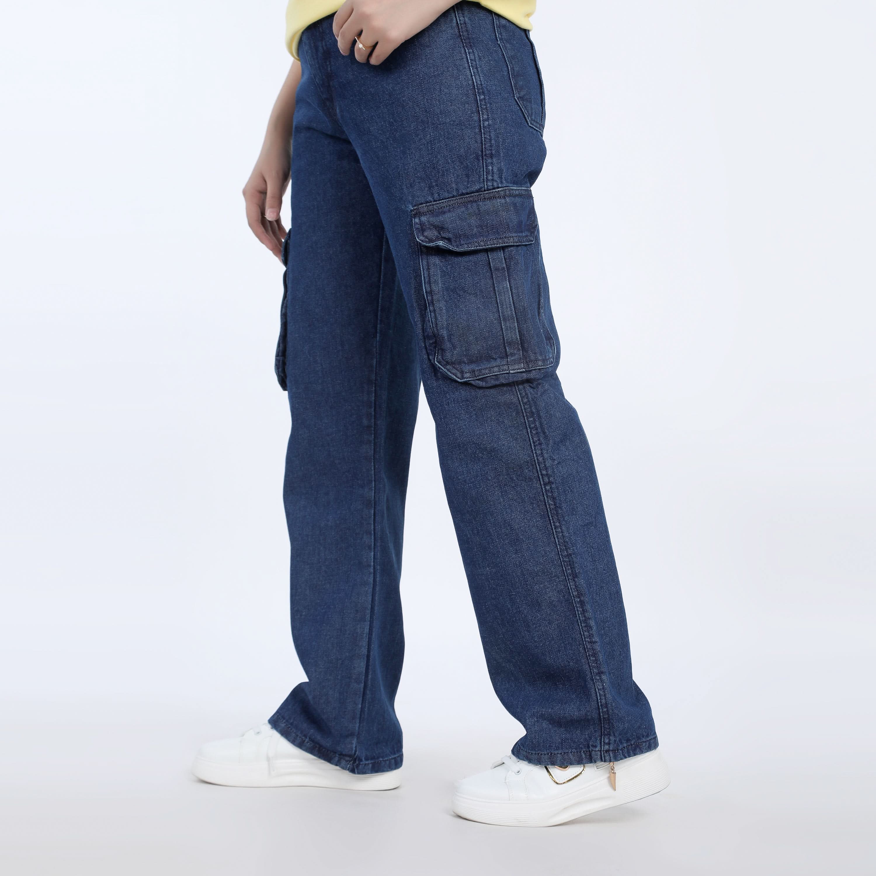 Women's Cargo Denim - Blue, Women Pants & Tights, Chase Value, Chase Value