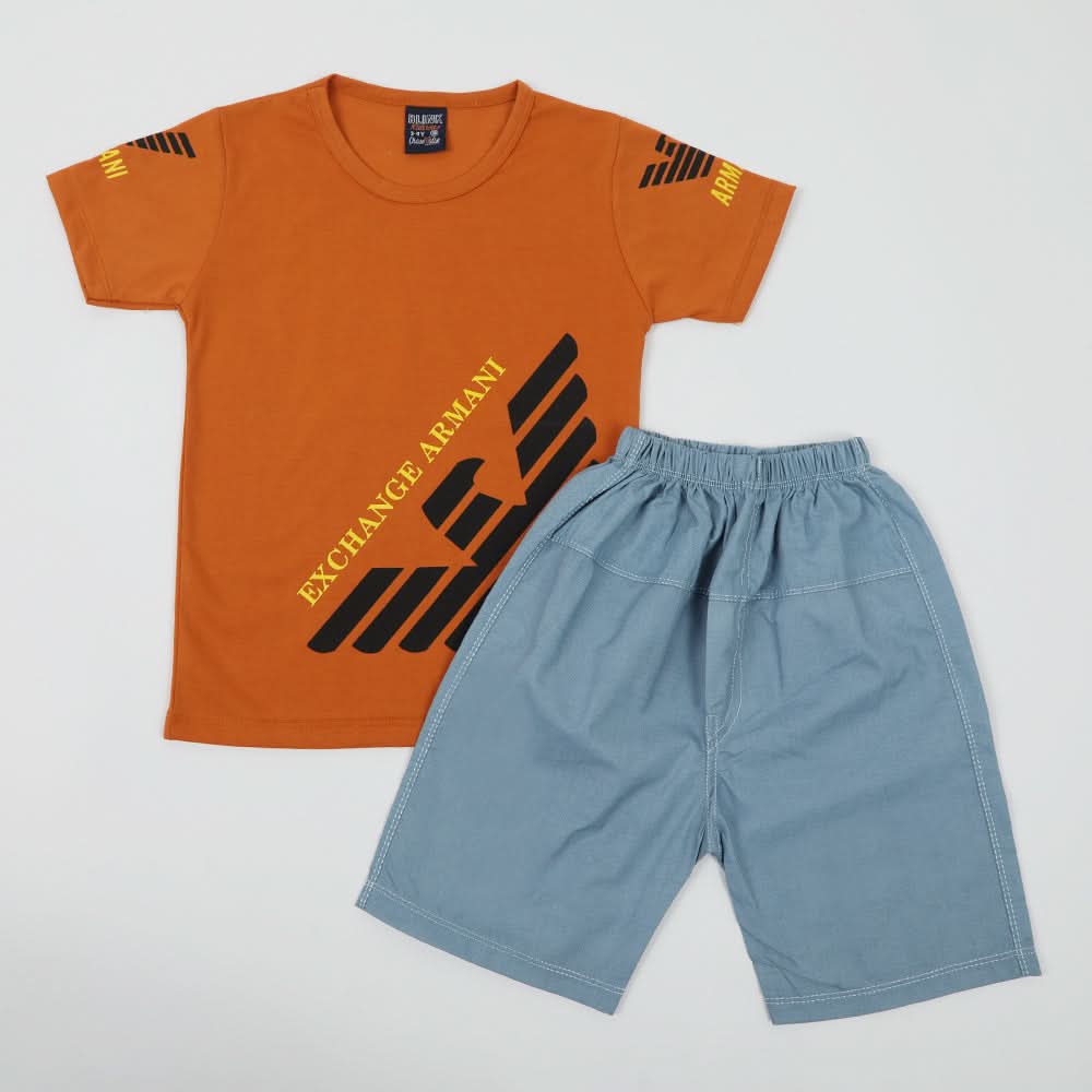 Boys Half Sleeves Suit - Rust, Boys Sets & Suits, Chase Value, Chase Value
