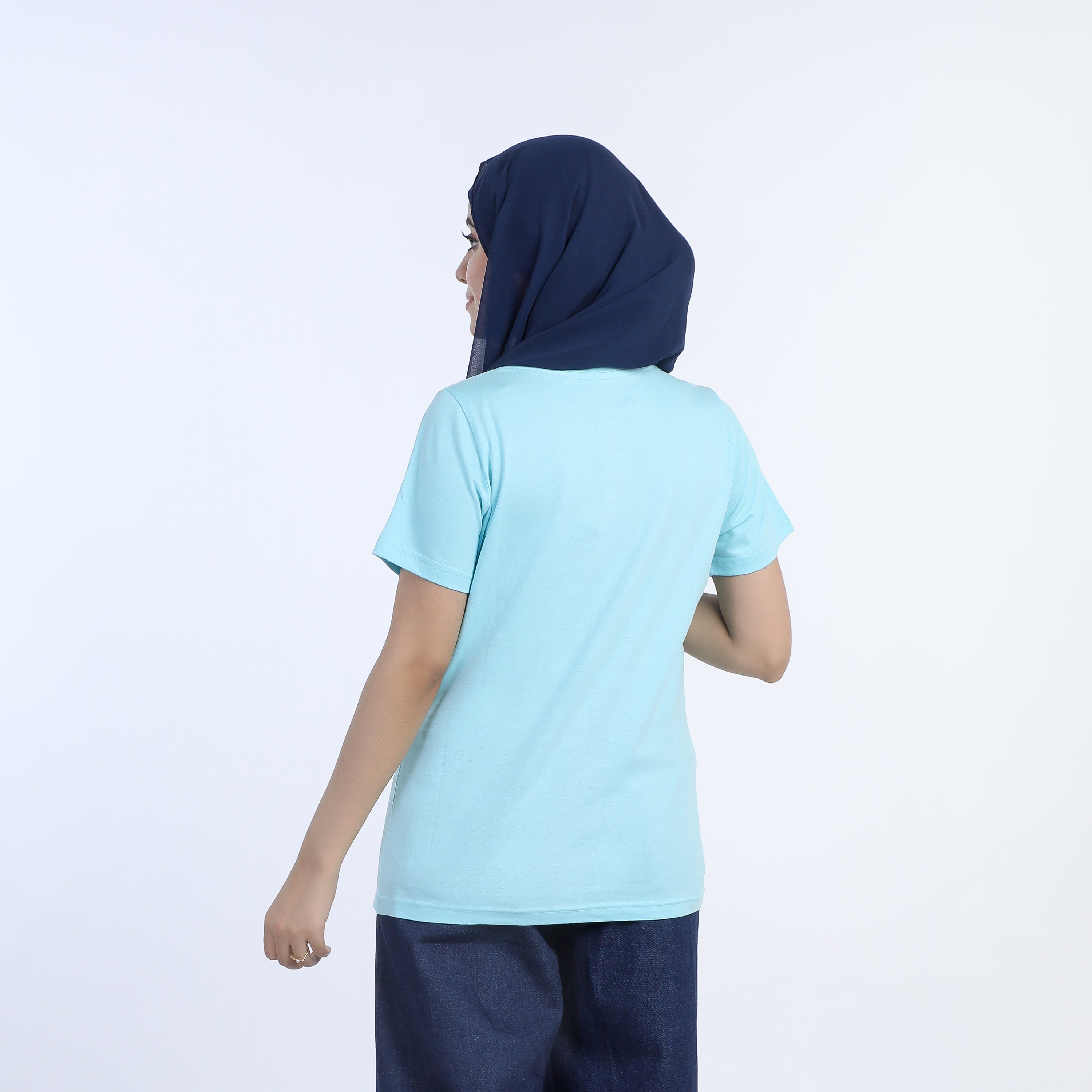 Women's Half Sleeves Printed T-Shirt - Sky Blue, Women T-Shirts & Tops, Chase Value, Chase Value