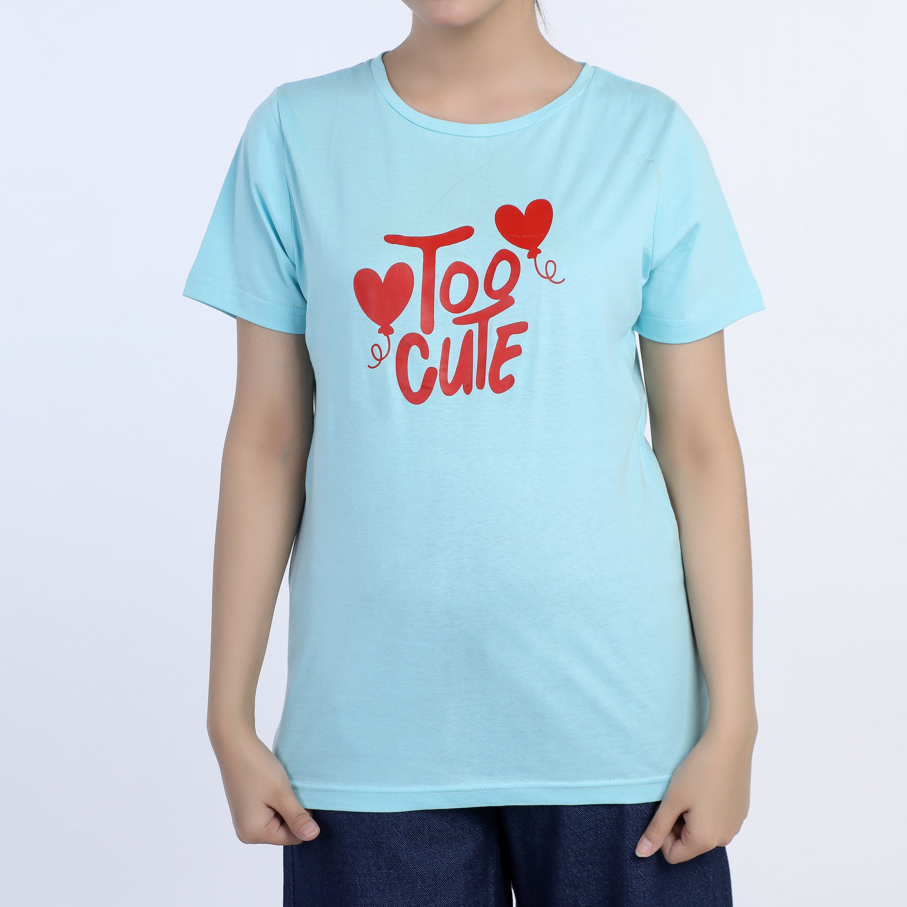 Women's Half Sleeves Printed T-Shirt - Sky Blue, Women T-Shirts & Tops, Chase Value, Chase Value