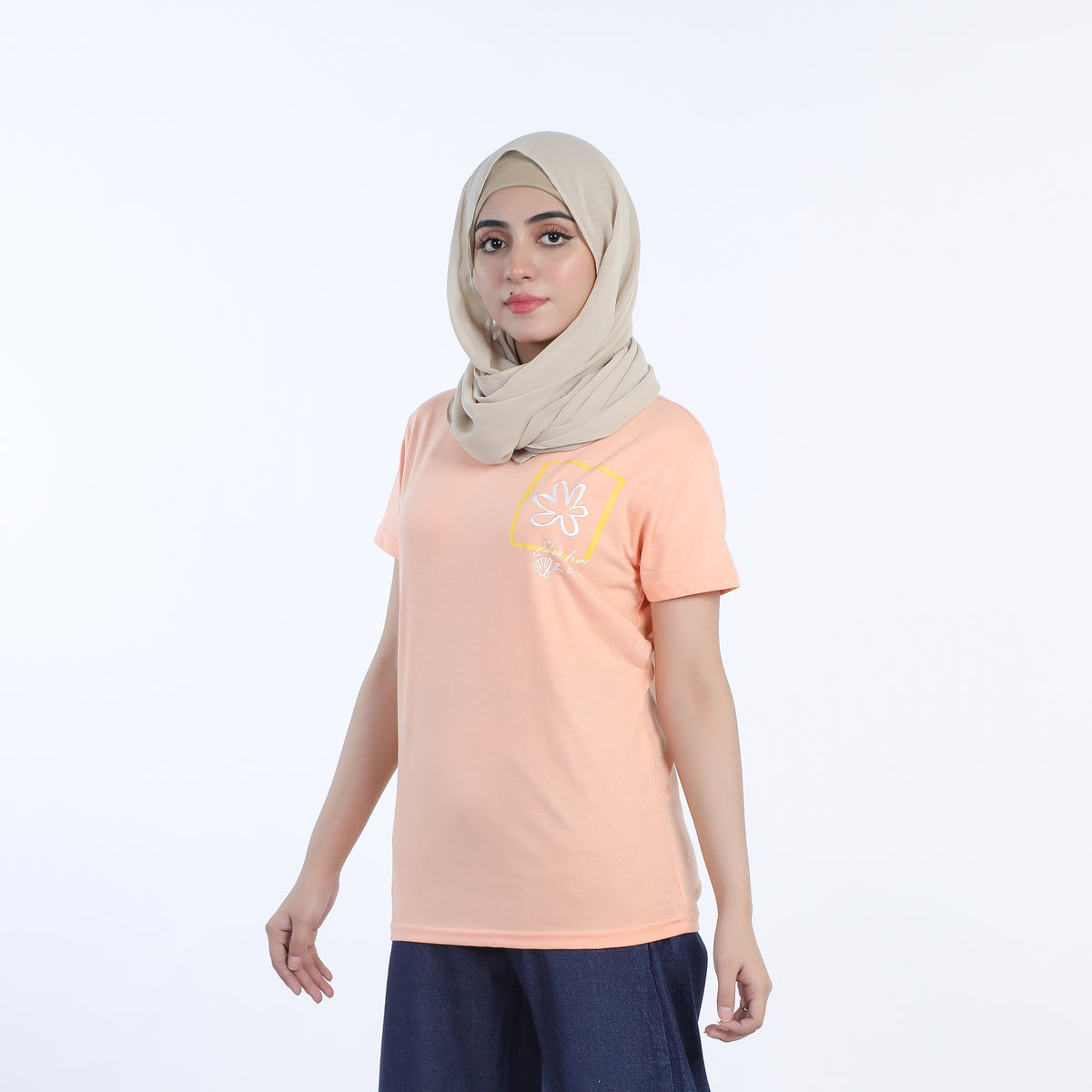 Women's Half Sleeves Printed T-shirt - Tea Pink, Women T-Shirts & Tops, Chase Value, Chase Value